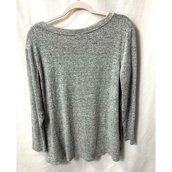 Misia Womens Large Gray Marbled Long Sleeve Rayon Blend Tunic Top Button Accents - Picture 10 of 12